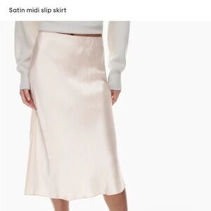 ARITZIA Champagne Midi Silk Skirt